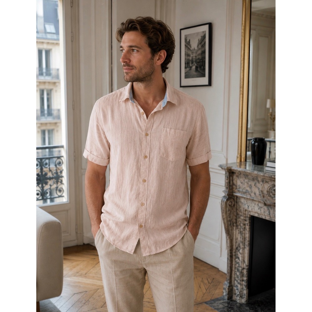 Tommy Bahama Mens Short Sleeve Seersucker Button Down Shirt Pink Cotton XXL